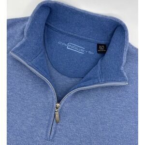 Carnoustie 1/4 Zip Pullover Men's XL Blue Cotton Mock Neck Golf
